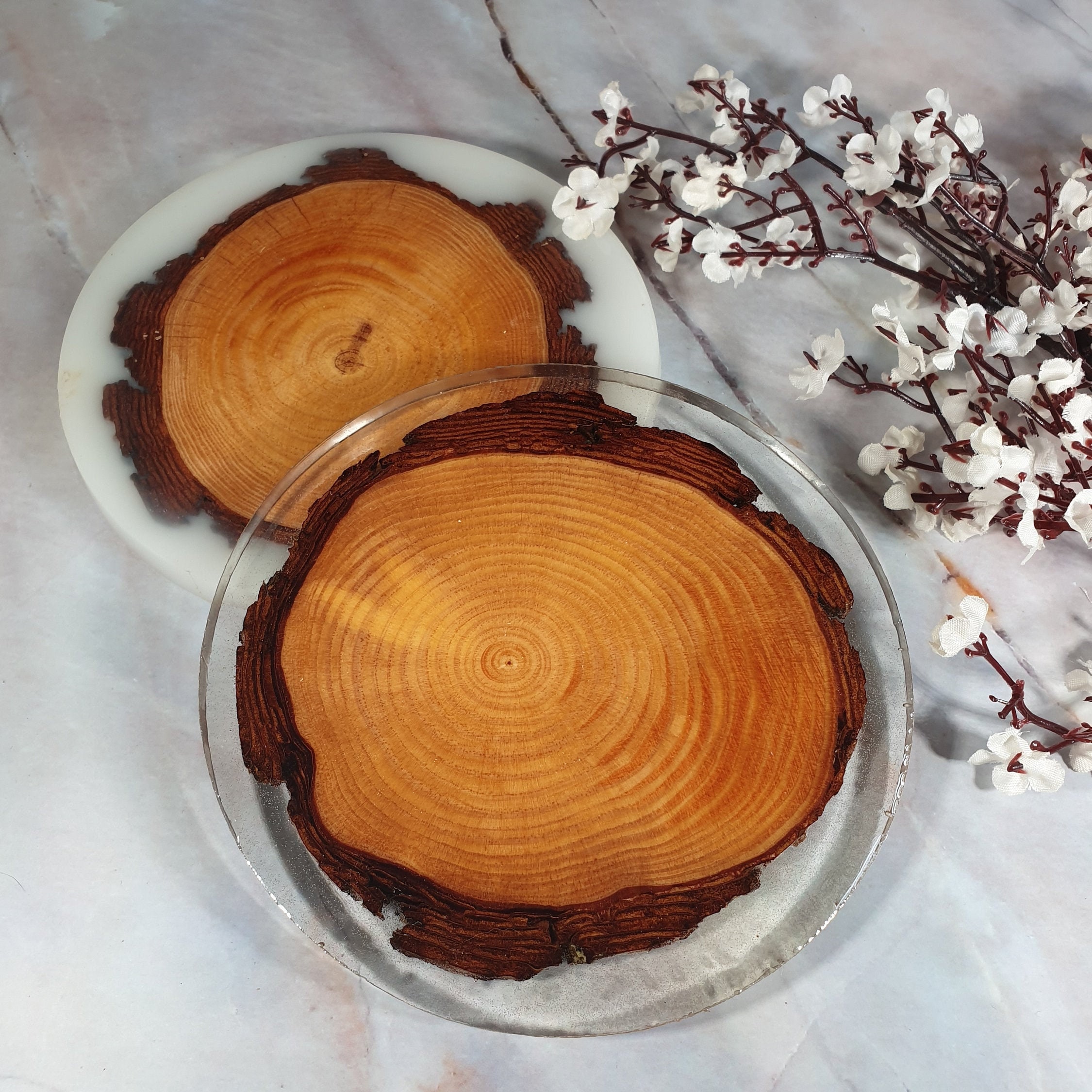 Medium Wood and Resin Coasters Set of 3 Etsy