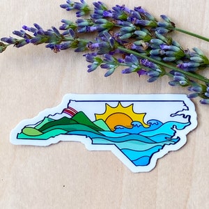 NC Waterproof Sticker (Ocean to Mountains, North Carolina)