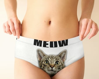 Cat&#39;s Meow Panties | Women&#39;s lingerie cat underwear pussycat panties cat face gift for her knickers bridesmaid women cat lover