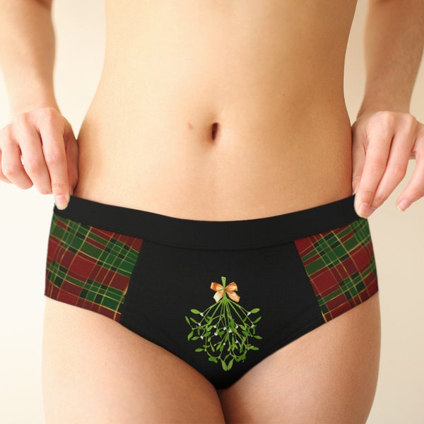 Mistletoe Christmas panties women's funny sexy gift for her holidays woman stockings wreath decorations unique bedroom intimates knickers