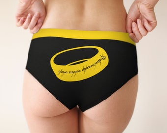 Speak Friend Enter with Ring panties boyshort | womens underwear cute black & gold Fantasy geek geekery fairy tale storybook gift bride