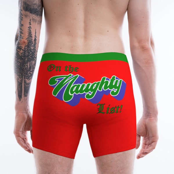 Naughty List Christmas Boxers  mens women's funny sexy gift for her him holidays men stockings decorations unique bedroom intimates knickers