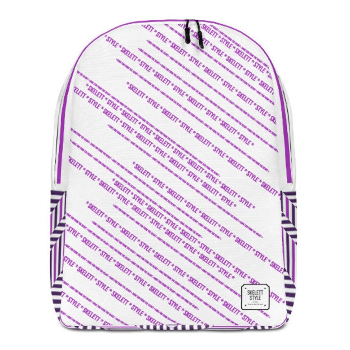 Minimalist Backpack White & Violet Slogan Unisex Backpack Etsy