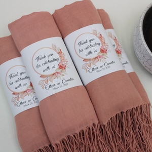 Rose Gold Pashmina Shawl, Bridesmaid Shawl, Wedding Shawl Favors for Guests, Pashminas in Bulk, Bridal Shower Favors, Pashmina Shawl Wedding