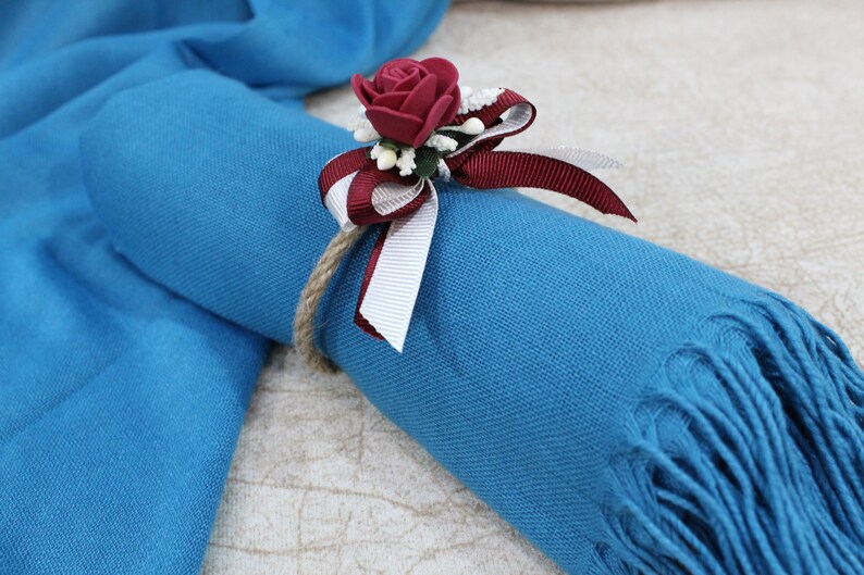 Blue Pashmina, Wedding Favors for Guests, Bachelorette Party Favors, Pashmina Scarf, Wedding Shawl, Bridal Shower Favors, Bridesmaid Shawl image 10