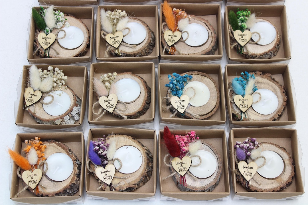 Personalized Wooden Tealight Holder, Wedding Favors for Guest in Bulk ...