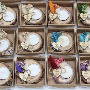 Personalized Wooden Tealight Holder, Wedding Favors for Guest in Bulk, Rustic Wedding Favors, Bridal Shower Favors, Candle Wedding Favors,