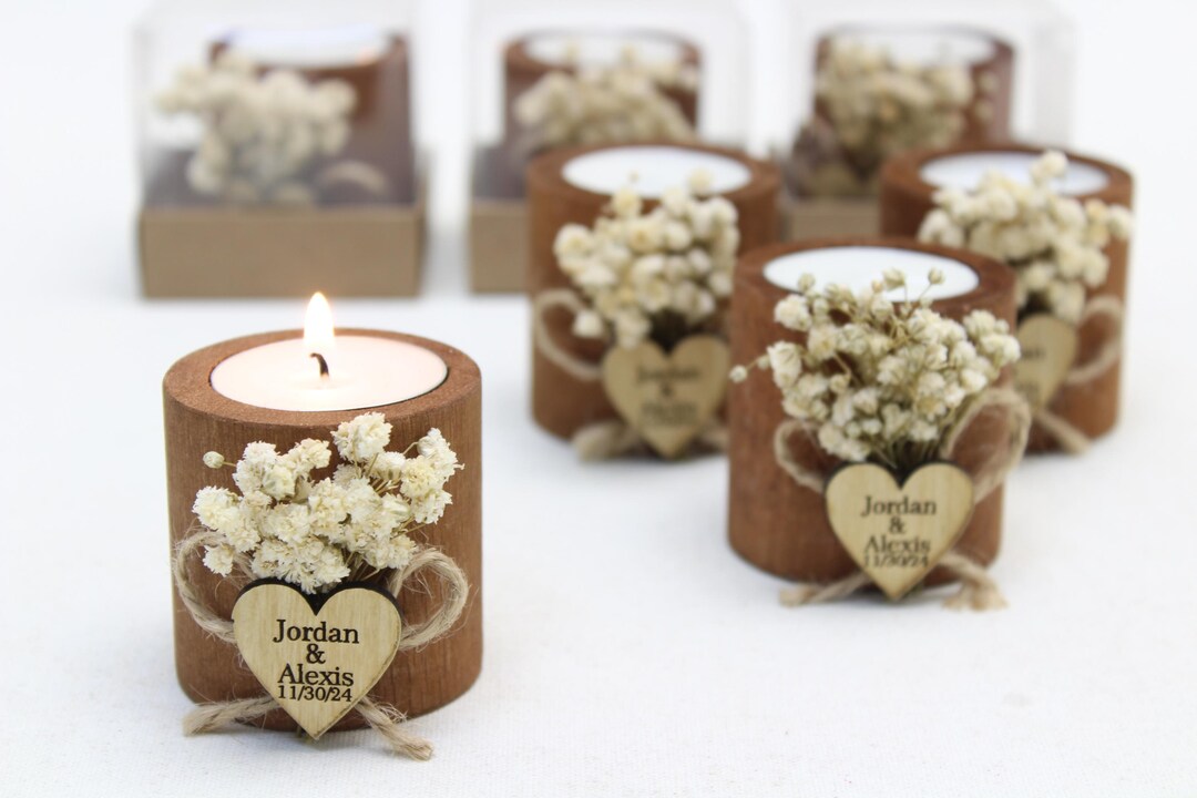 Bulk Personalized Candle Wedding Favors for Guests Rustic Wedding Favor ...