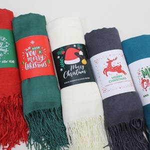 Christmas Pashmina Shawl, New Year Shawl, Happy Holidays Scarf, Personalized Shawl, Pashmina Wrap, Shawls for Wedding, Wedding Shawl Scarves