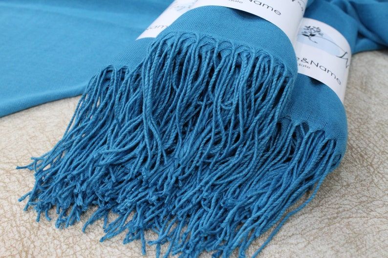 Blue Pashmina, Wedding Favors for Guests, Bachelorette Party Favors, Pashmina Scarf, Wedding Shawl, Bridal Shower Favors, Bridesmaid Shawl image 7