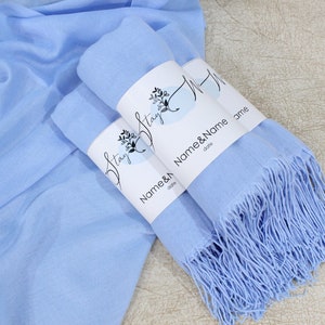 Pashmina Shawl Wedding Baby Blue Shawl Personalized Bridesmaid Gifts Bridal Shower Favors Bridesmaid Shawl Bulk Wedding Favors for Guests