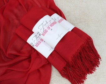 Roter Pashmina Schal, Brautjungfernschal, Hochzeitsbevorzugungen für Gäste, Pashminas in loser Schüttung, Brautpartybevorzugungen, Pashmina, Pashmina Schal Hochzeit