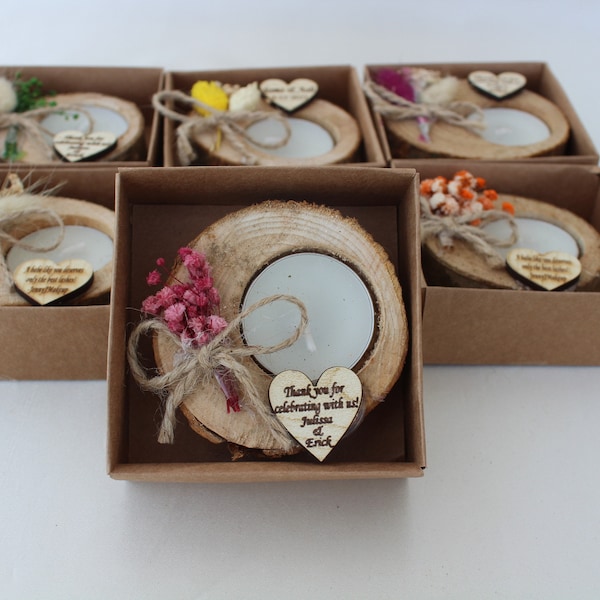 Wedding Favors for Guests in Bulk, Wooden Tealight Candle, Rustic Wedding Favors, Custom Wedding Favors Candles, Wedding Favor for Guests