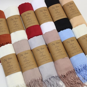 Pashmina Shawl for Wedding, Custom Bridesmaid Shawl, Bridal Shower Favor, Personalized Wedding Gifts Wrap, Wedding Favor for Guest in Bulk
