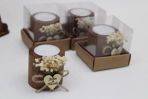 Personalized candle holders wedding cheap favors