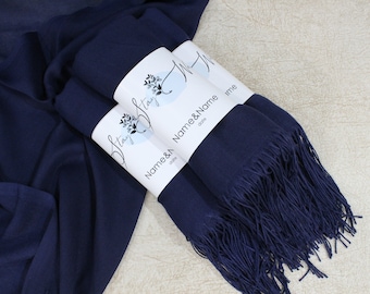 Marineblauer Pashmina, personalisierter Schal für Brautjungfern, Brautwickel, Brautpartybevorzugungen, Brautjungfern-Hochzeitstaggeschenke, Pashminas in loser Schüttung