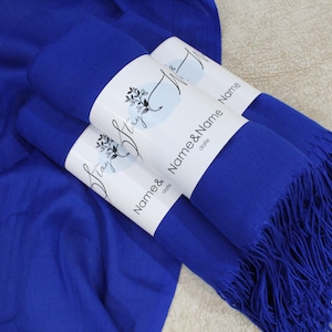 Royal Blue Pashmina Shawl, Bridesmaid Shawl, Personalized Wedding Scarf, Wedding Favor for Guests, Pashminas in Bulk, Bridal Shower Favors