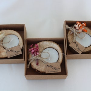 50 PCS Personalized Wedding Favors for Guests, Wooden Tealight Candle, Rustic Wedding Favors, Custom Wedding Favor for Guests