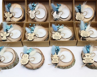 Handgefertigte Babypartykerzenbevorzugungen, Hochzeit, Gastgeschenke, rustikale Hochzeitsbevorzugungen, Einzigartige Gastgeschenke, Teelichthalter, Dankeschön Gastgeschenke, Partygeschenk