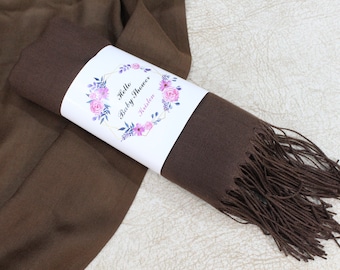 Pashmina Shawl Boda Brown Shawl Regalos de dama de honor personalizados Bridal Shower Favors Bridesmaid Shawl Bulk Wedding Favors for Guests