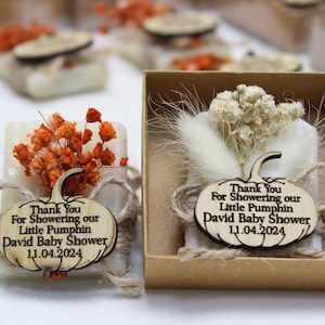 Personalized Pumpkin Themed Mini Soap Shower Favors, Custom soap gifts for party guests, Baby shower Favors, Autumn fall themed gift