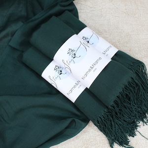 Forest Green Pashmina, Pashmina Shawl, Personalized Shawl, Bridesmaid Shawl, Wedding Party Favors, Bridal Shower Favors, Personalized Gits