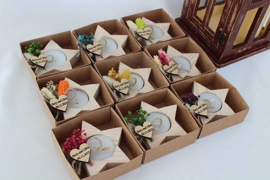 Personalized Wooden Tealight Candle, Wedding Favor for Guests in Bulk ...