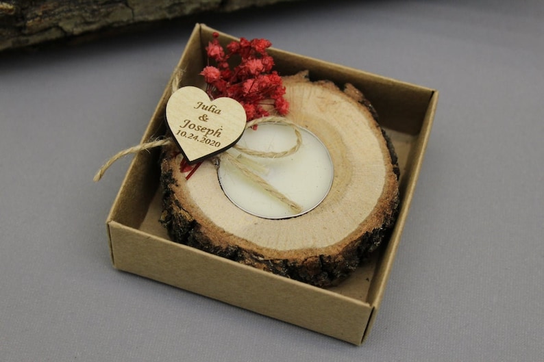 Photophore en bois personnalisé, Cadeaux de mariage pour invités en gros, Cadeaux de mariage rustiques, Cadeaux de douche nuptiale, Cadeaux de mariage bougie, image 7