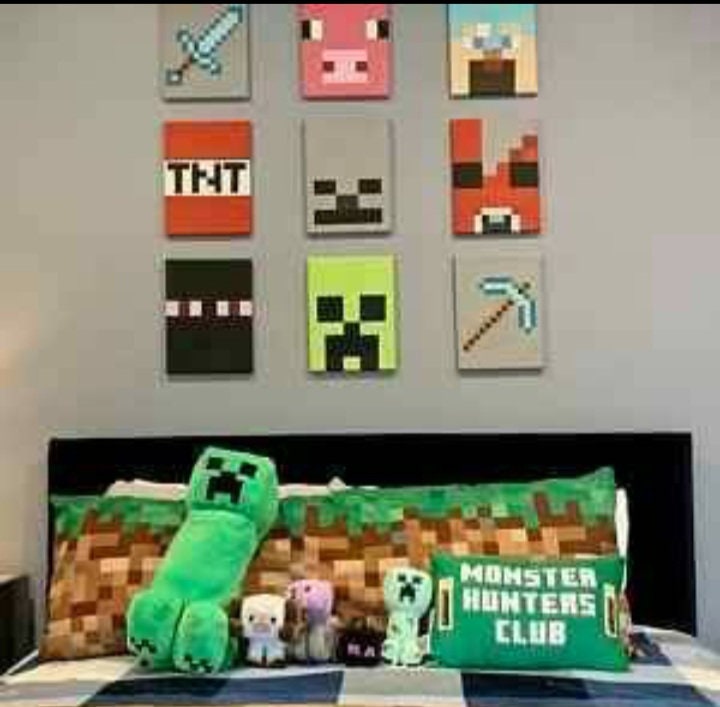 Minecraft / canvas / wall hanging / gaming / kids bedroom Etsy