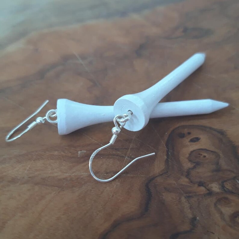 Real Wooden Golf Tee Dangle Earrings Handmade Earrings in Etsy Australia