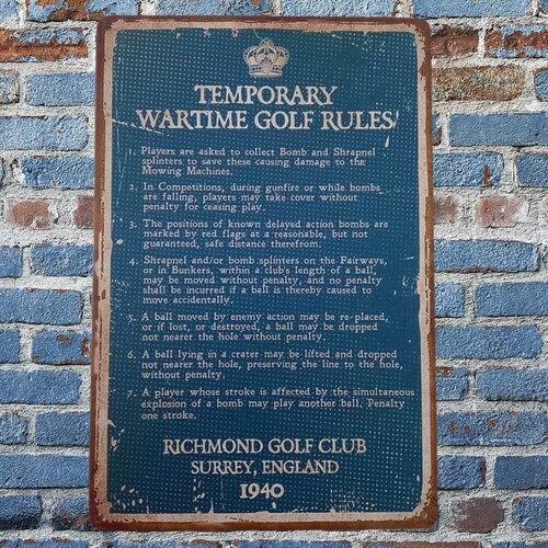 Vintage Metal Sign Golf Fun Gift Wall Art Temporary Wartime Etsy