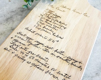 Engraved Handwritten Recipe Cutting Board