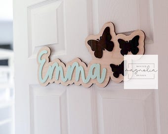 Personalized Kids Door Name Sign for Bedroom, Nursery or Playroom