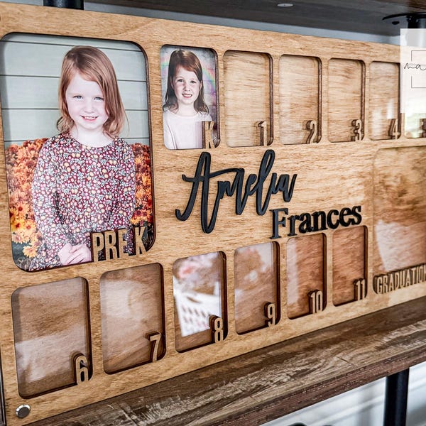 Personalized School Years Wooden Photo Frame - From Pre-K to Graduation