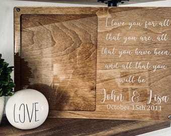 Personalized Wedding Picture Frame Holds 8x10 Photo