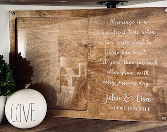 Wooden Wedding Picture Frame Holds 8x10 Photo