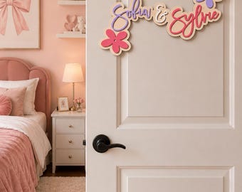 Personalized Kids Door Name Sign for Bedroom, Nursery or Playroom