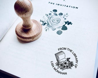 Custom Book Stamp for Home Library | Personalized Book Lover Gift | Reading Embosser