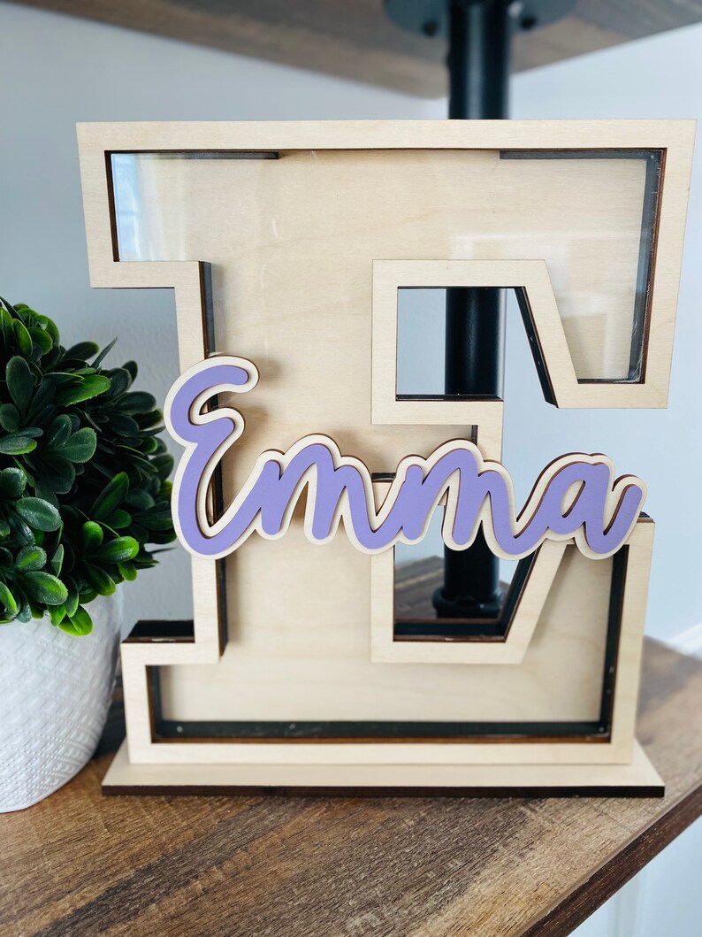 Personalized Wood Piggy Bank for Girls and Boys afbeelding 3