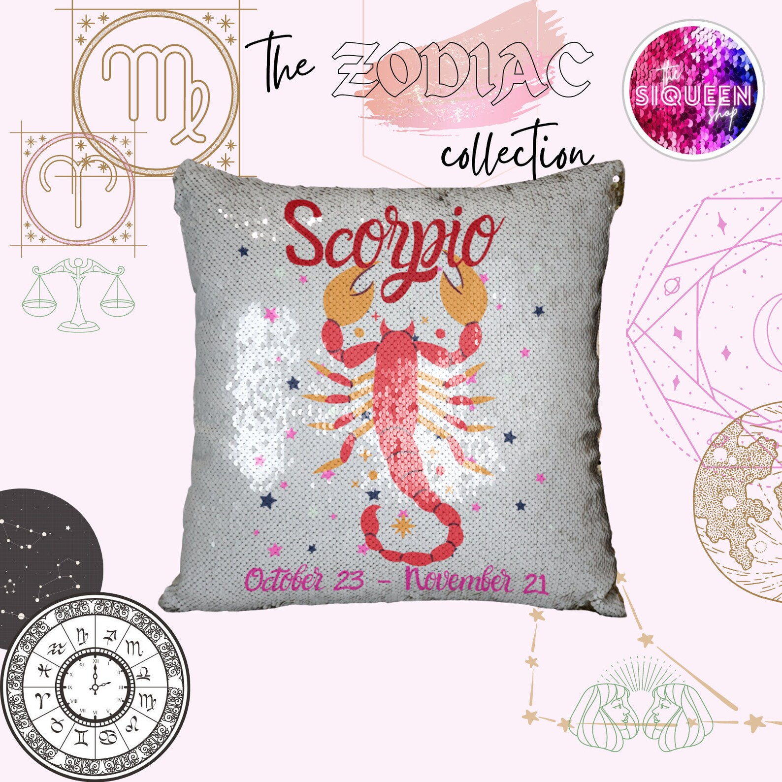 Zodiac Gifts Scorpio Pillowcase Horoscope Zodiac Etsy