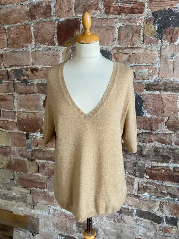 M S Autograph 100 Pure Cashmere Short Sleeved V Neck Top. FREE UK