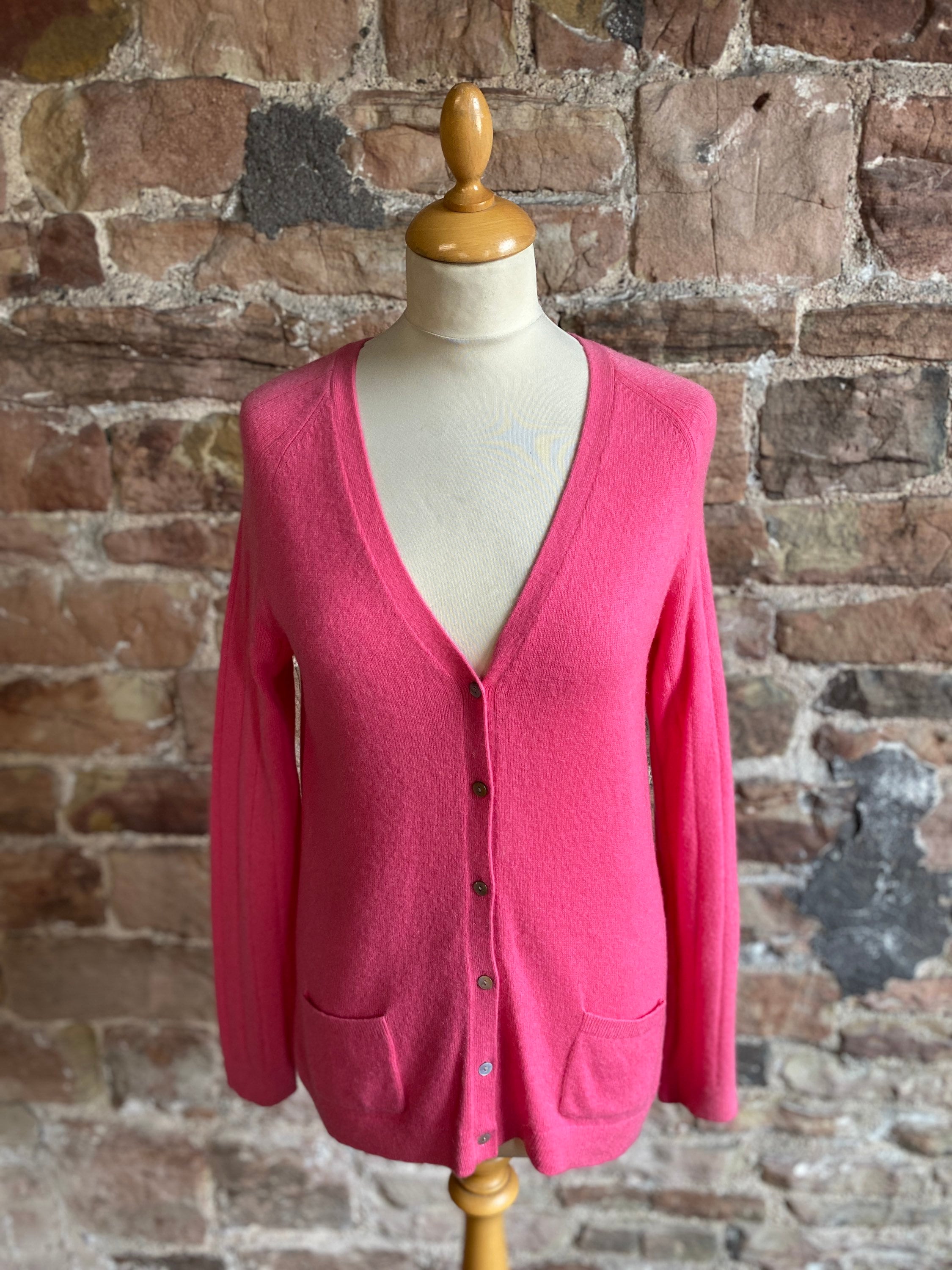 Lands End 100 Pure Cashmere V Neck Cardigan With Ribbed Arms. FREE UK