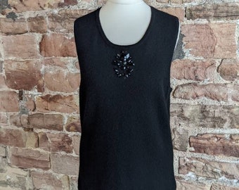 Saks Fifth Avenue 100% Pure Cashmere Sleeveless Scoop Neck Top. FREE UK POST