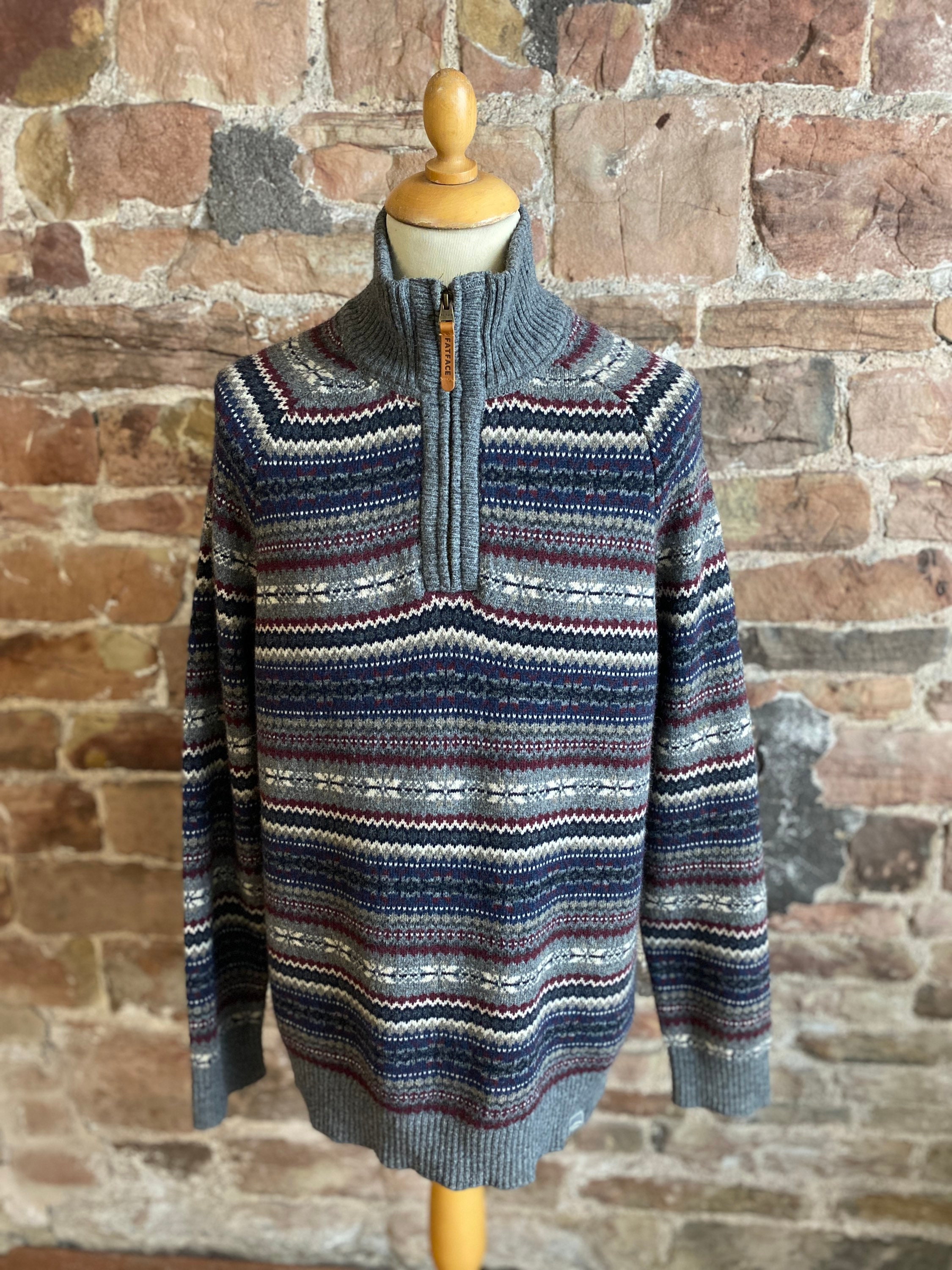 Fat Face Wool Mix Zip Neck Sweater 