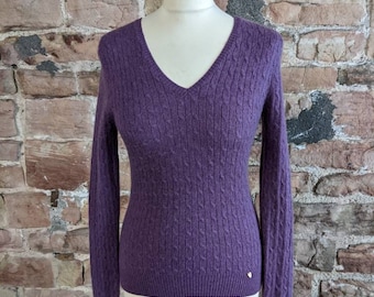 Pull Col V Adrienne Vittadini - Fuchsia - Taille M - Coton Mélangé - Occasion Très Bon état