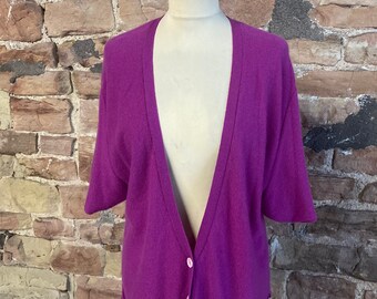 Nordstrom 100% Pure Cashmere Short Sleeve V Neck Oversize Cardigan FREE UK POST