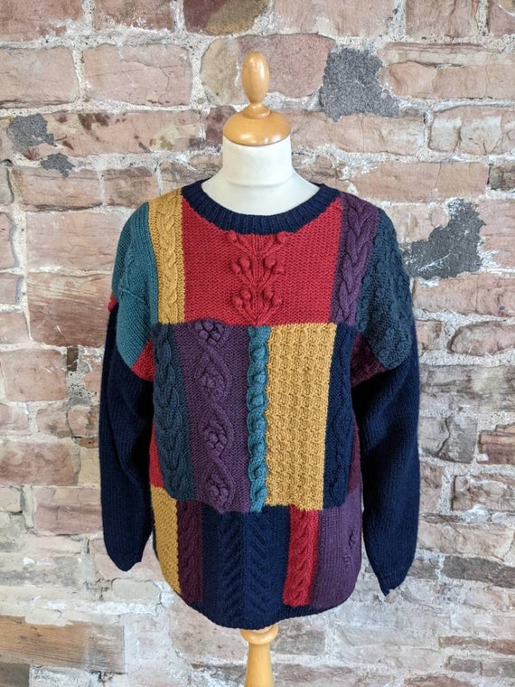 Alice Collins 100 Pure Wool Crew Neck Chunky Cable Knit Sweater. FREE UK POST Etsy