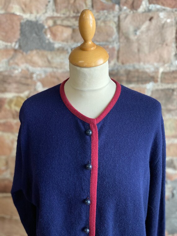 Vintage Aquascutum 100 Pure New Wool Crew Neck Cardigan. FREE UK