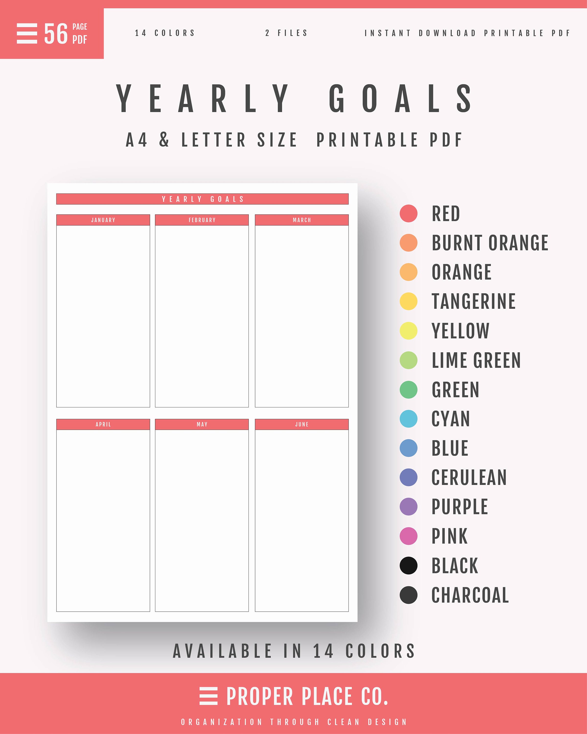 Simple Goal Planner Yearly Goal Setting Tracker Board Etsy