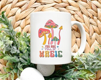 Pilz Retro Hippie Tasse, Vintage Groovy Pilz Becher, Lustige Pilz Tasse, Kaffeebecher im Old School Stil, Pilz Becher